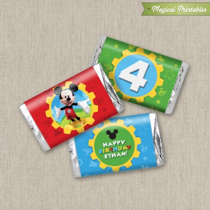 Disney Mickey Mouse Clubhouse Printable Birthday Mini Hershey's Wrappers